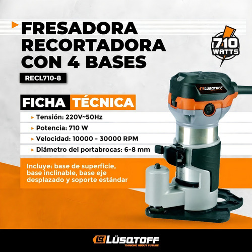 Fresadora Lüsqtoff Recl710-8 710w Mini Router De 4 Bases - Imagen 8
