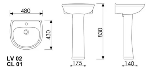 Pileta Baño Lavatorio Grande Con Pedestal Blanco Fiori-rlv02 - Imagen 2