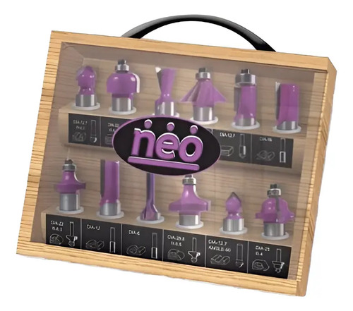 Juego De Fresas Para Router Fresadora Neo 12 Piezas 1/4 Kirk