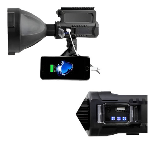 Foco Linterna Led Largo Alcance 600 Metros Usb Trípode Led Color De La Luz Blanco Frio H70 - Imagen 9