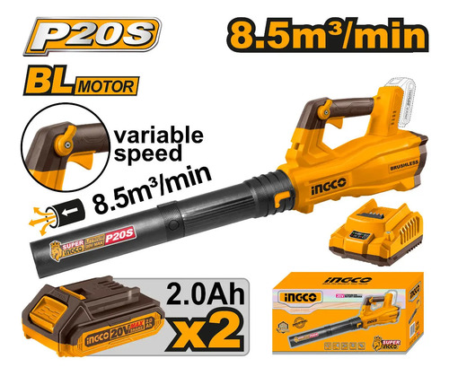 Sopladora A Bateria 20v P20s 2 Bat Cabli204282 Ingco - Imagen 2