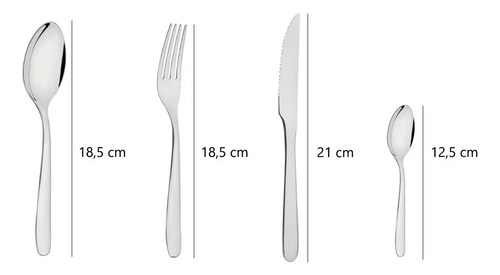 Set X24 Pzs Juego Cubiertos Havaí Tramontina Acero Inox Color Plateado - Imagen 8