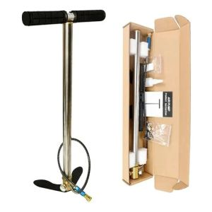 Inflador Manual Explorer Pcp 300 Bar 4500 Psi Acero Y Bronce Portátil Plateado