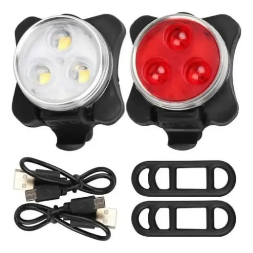 2 Luces De Bicicleta Delantera Trasera 3 Leds Usb Recargable - Imagen 5