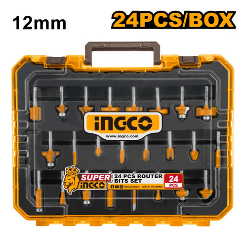 Set X 24 Fresas 12mm P Router Fresadora Ingco Akrt24122 - Imagen 2