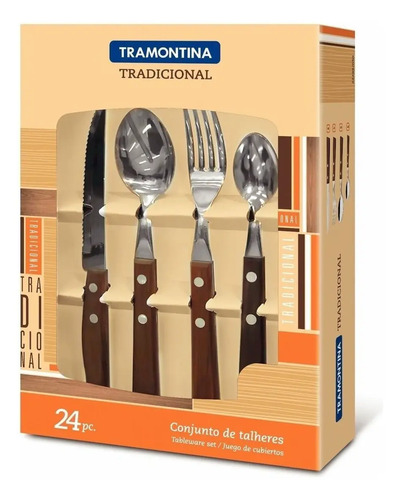 Juego Cubiertos 24 Piezas Tramontina Tradicional Acero Inox