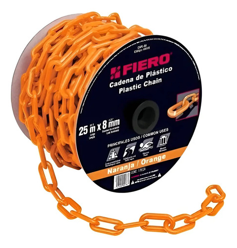 Cadena Plastica 8 Mm X 25 Mt Naranja Fiero - 44185