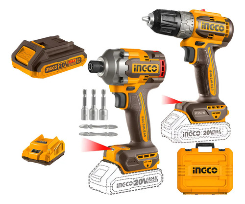Set Atornillador De Impacto A Bateria 20v+ Atornillador 20v
