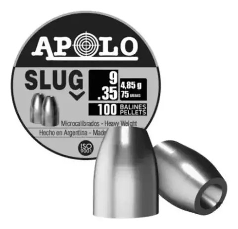 Chumbos Apolo Slug 9mm 100 Unidades 75 Grains Kirkor