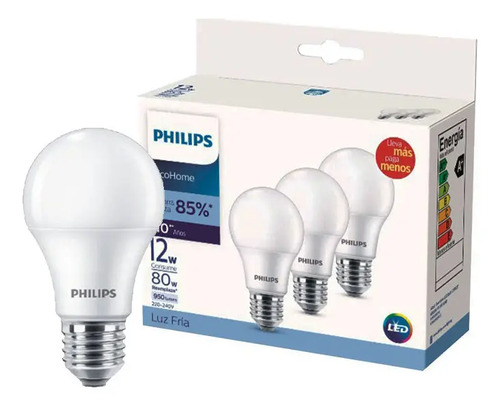 Kit X 3 Led Bulbo Opal E27 12w 950lm Luz Fría