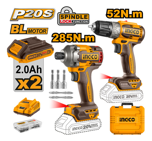 Set Atornillador De Impacto A Bateria 20v+ Atornillador 20v - Imagen 3