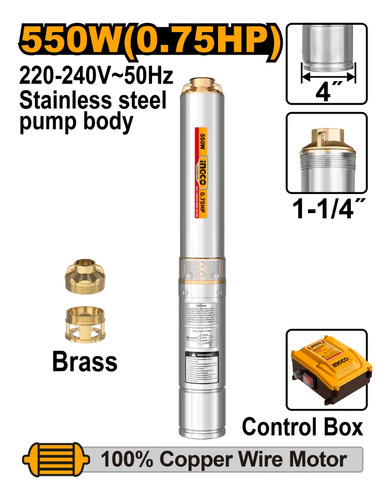 Bomba Sumergible Pozo Profundo 4 550w Ingco Dwp550621 - Imagen 2