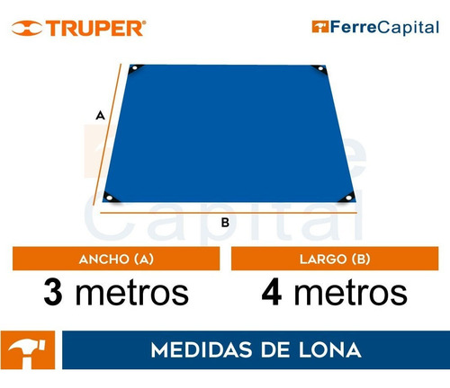 Lona Multiuso Truper Lt-34z Impermeable De 3m X 4m Color Azu - Imagen 4