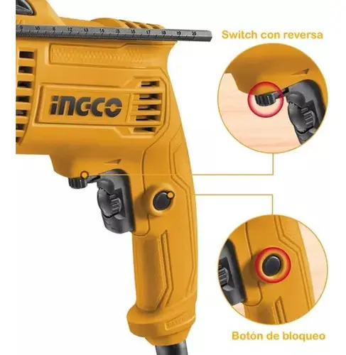 Ingco Uid6808 Taladro Percutor 1/2 110/v120v60hz 680w 0-3000rpm Color Amarillo. - Imagen 5