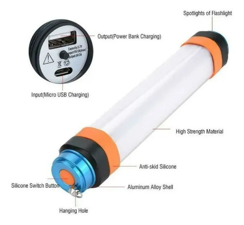 Linterna Lámpara Multifuncion Led Iman Bateria Externa 280lm - Imagen 4