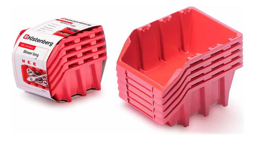 Set De Gavetas Kistenberg Apilables Rojas 5un. 20x12x8cm Kbi