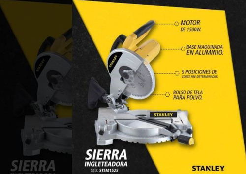 Sierra Ingletadora Stanley Aluminio O Madera 10 1500w Kirko - Imagen 3