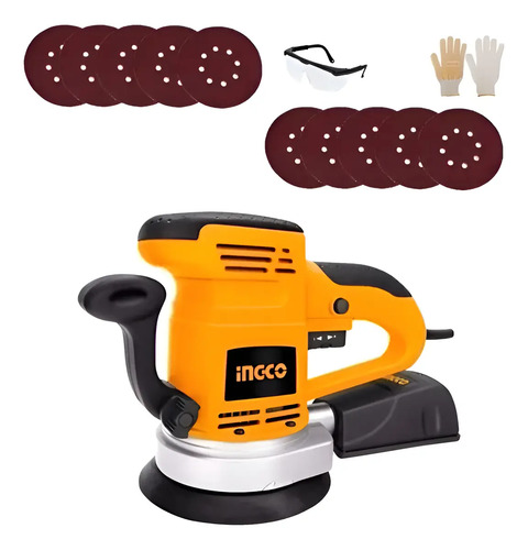 Kit Lijadora Roto Orbital Ingco 450w + Lijas Velctro Kirkor