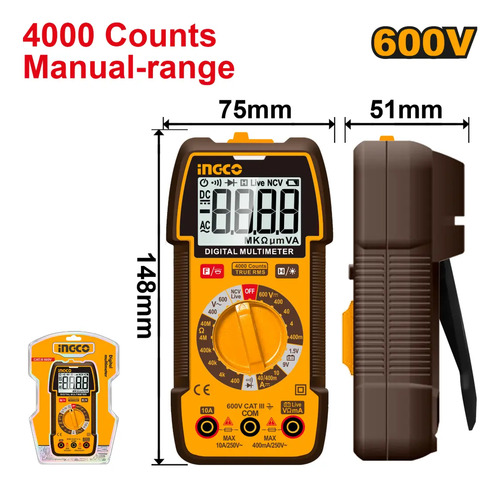 Tester Multimetro 600v Ac/dc Digital Ingco Dm36002 - Imagen 2