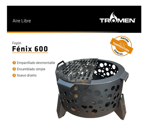 Fogon Tromen Fénix 600 Fogonero Portatil Brasero Kirkor - Imagen 2