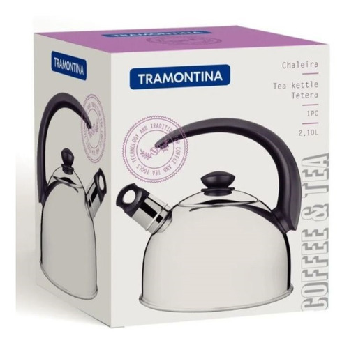 Caldera Con Silbato Con Tapa 2 Litros Tramontina Acero Inox - Imagen 2
