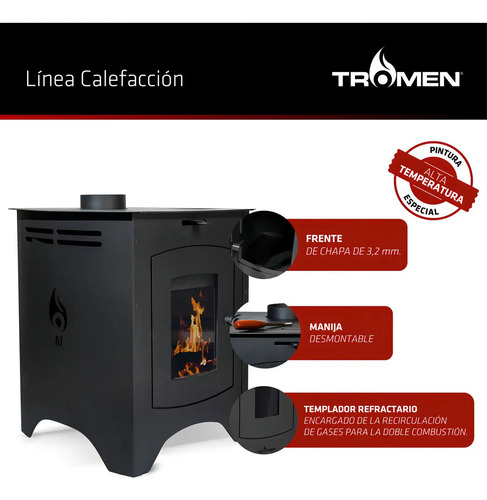 Calefactor Estufa Kit Inst. Enlozado A7 4' Kirkor Tromen - Imagen 4