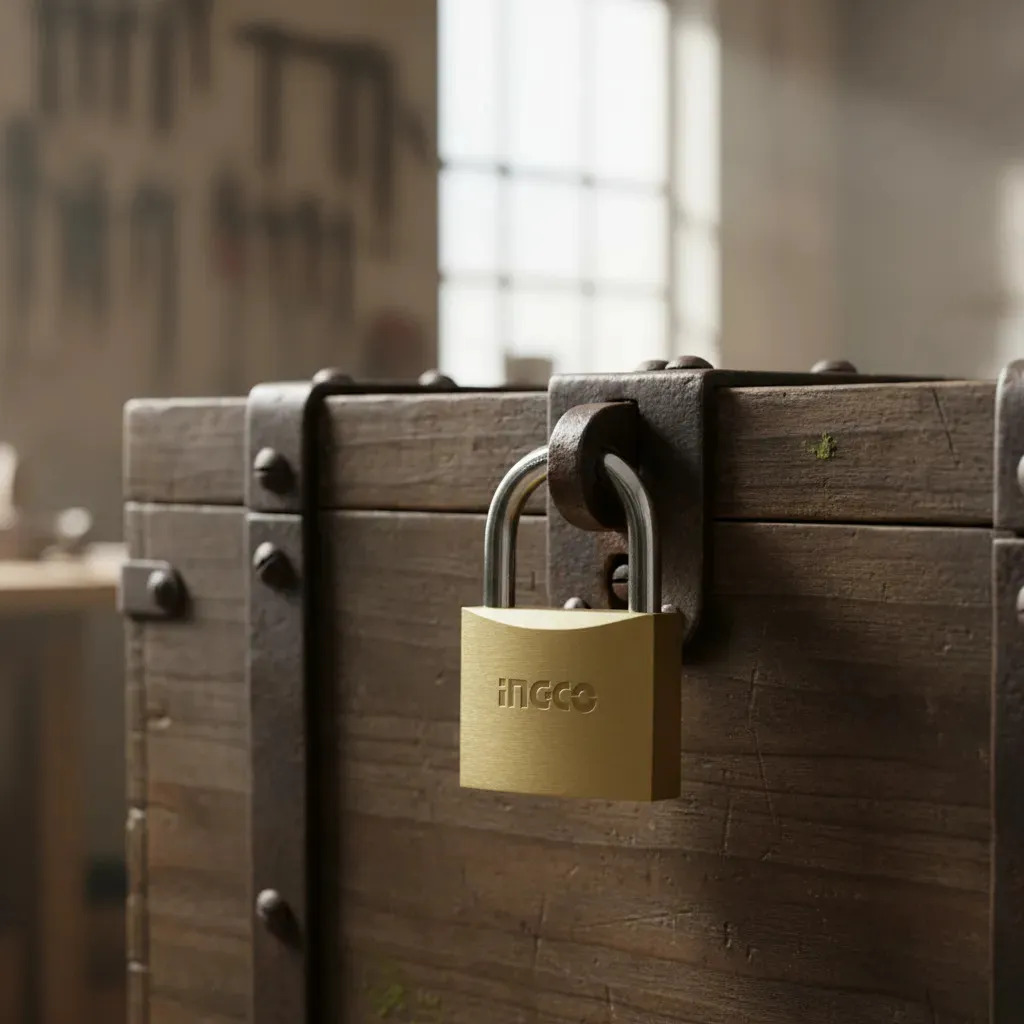 Candado Seguridad Bronce 60mm Ingco Dbpl0602 Industrial Ff Dorado - Imagen 2