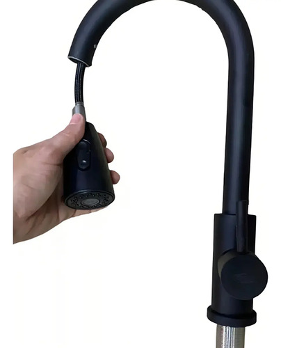 Canilla Monocomando Extensible Negra Mate Wico Para Mesada Cocina Negro - Imagen 3