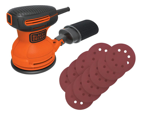 Lijadora Roto Orbital Black + Decker + Set De 10 Lijas 125mm