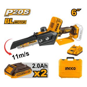 Mini Motosierra P20s 6 C 2 Xbat Carg Ingco Cgsli20686 Color Amarillo
