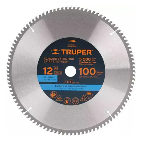 Disco Corte P/ Aluminio 12 Pulgadas 305mm Truper 100 Dientes