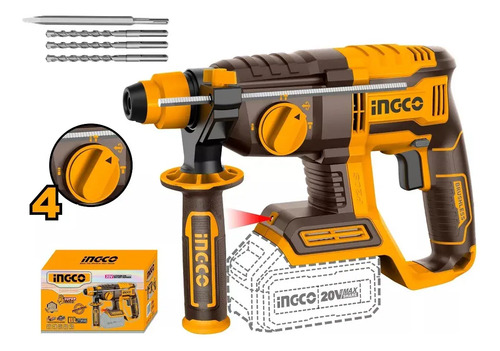 Rotomartillo P20s 20mm 4 Funciones Crhli202081 Smf Color Naranja Claro Frecuencia 50/60 Ingco - Imagen 2