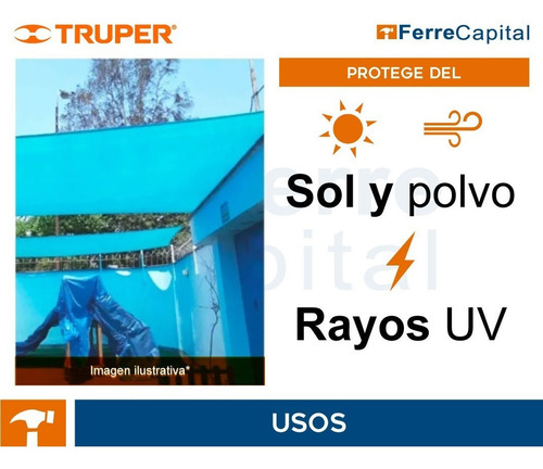 Lona Multiuso Truper Lt-34z Impermeable De 3m X 4m Color Azu - Imagen 5