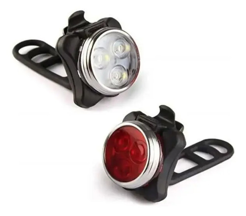 2 Luces De Bicicleta Delantera Trasera 3 Leds Usb Recargable - Imagen 3