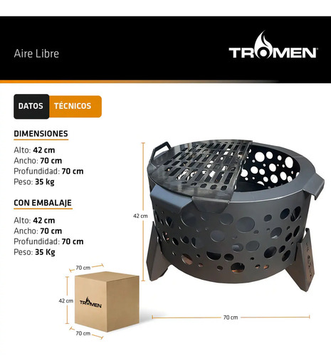 Fogon Tromen Fénix 600 Fogonero Portatil Brasero Kirkor - Imagen 5