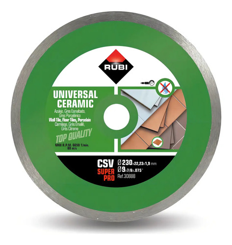 Disco Diamante Rubi Pro 125mm 22.2mm Corte Baldosas Cerámic Verde