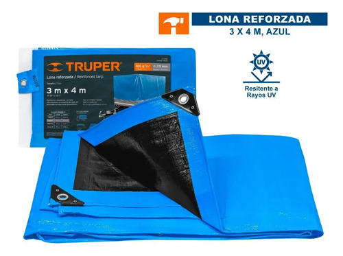 Lona Multiuso Truper Lt-34z Impermeable De 3m X 4m Color Azu
