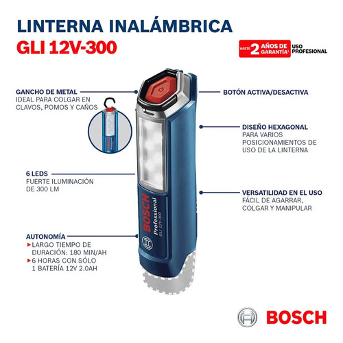 Linterna Inalámbrica Bosch Gli 12v-300, 12v Sb - Imagen 3