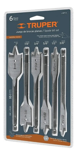 Juego De Mechas Paleta Chatas 3 Puntas 3/8 A 1'' Truper