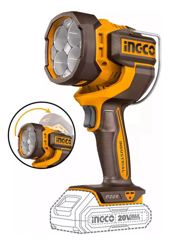 Linterna 2000 Lumens 20v P20s S/bat Cwli2088 Ingco Kirkor