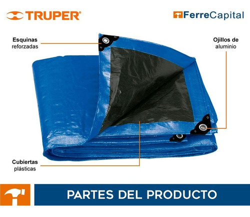 Lona Multiuso Truper Lt-34z Impermeable De 3m X 4m Color Azu - Imagen 3