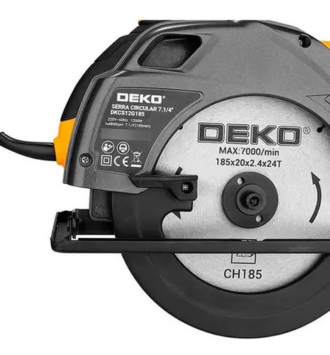 Sierra Circular Deko 7 1/4'' 1200w Dkcs12g185 Kirkro - Imagen 3