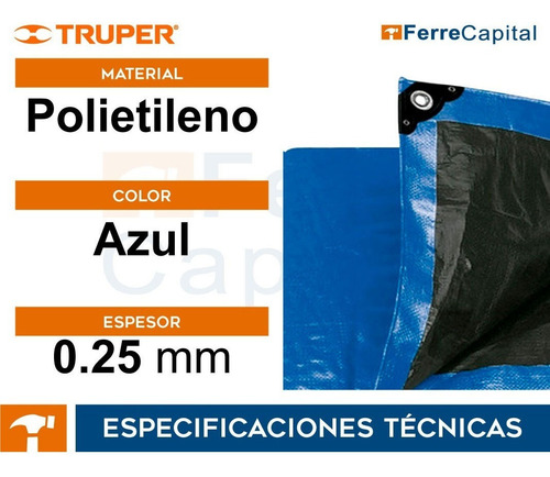 Lona Multiuso Truper Lt-34z Impermeable De 3m X 4m Color Azu - Imagen 2