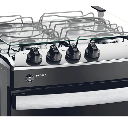 Cocina Combinada Punktal 4 Hornallas Grill Eléctrico Horno 50l Negra Negro - Imagen 2