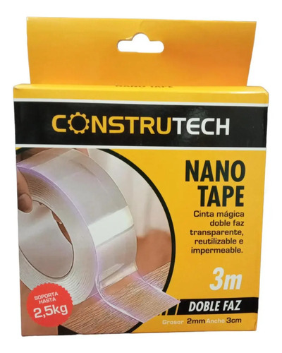 Cinta Doble Faz Transparente Silicona Nanotec 3cm X 3mts - S - Imagen 9