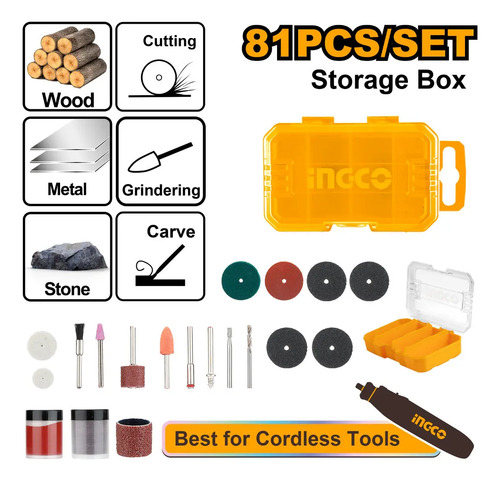 Set 81pcs Accesorios Para Mini Torno Akmg8081 Ingco - Imagen 2