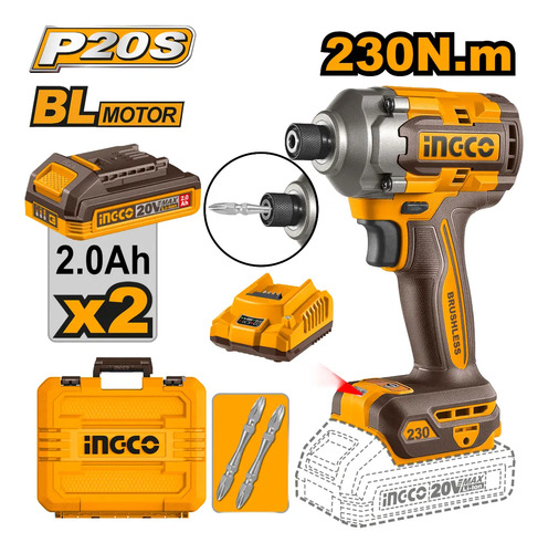 Atornillador De Impacto C/2baterias 20v Cargador 2 Puntas Y - Imagen 3