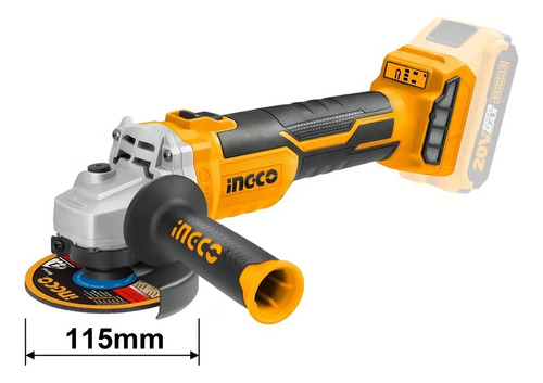 Amoladora Angular Inalámbrica Ingco Cagli1152 Color Naranja 20 v Sin Bateria Ni Cargador